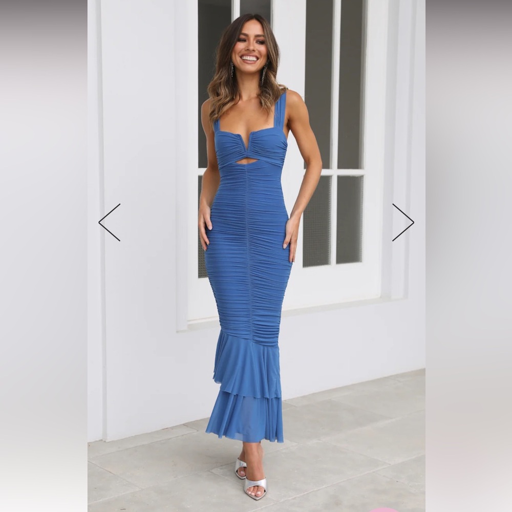 PARTY PAL MIDI DRESS BLUE Hello Molly